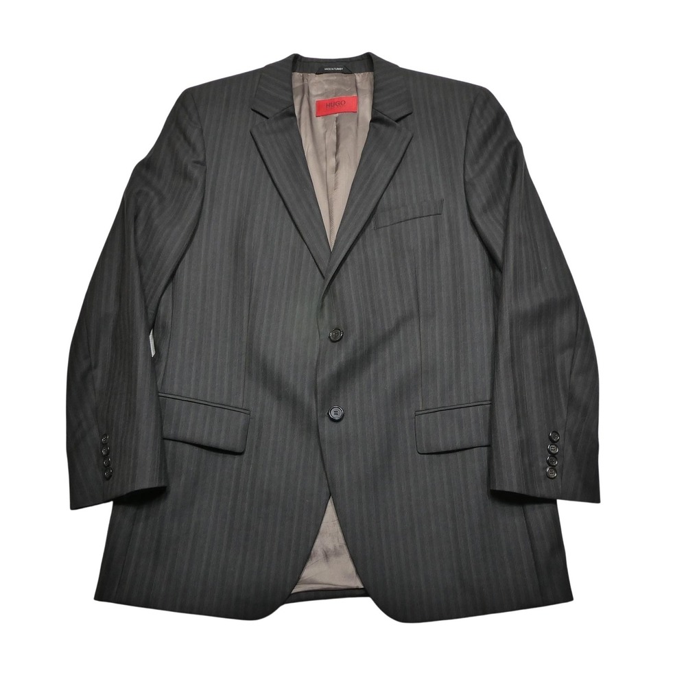Hugo Boss Hugo Blazer Mens 42R 52 Gray Pinstripe Aamon Hago Wool Suit Jacket